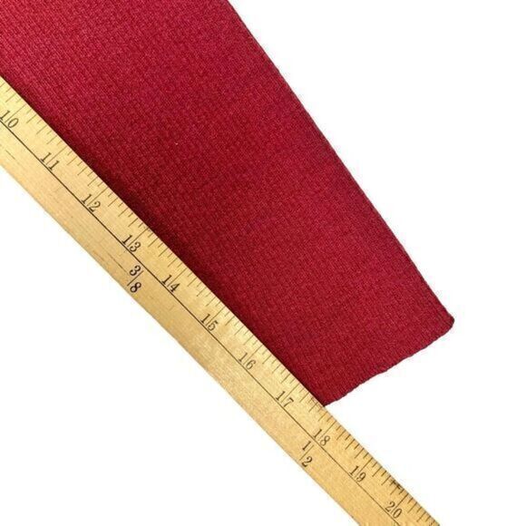 Eileen Fisher Wool Cardigan Sweater Womens Medium Burgundy Open Front Ruffle Hem - Picture 14 of 16